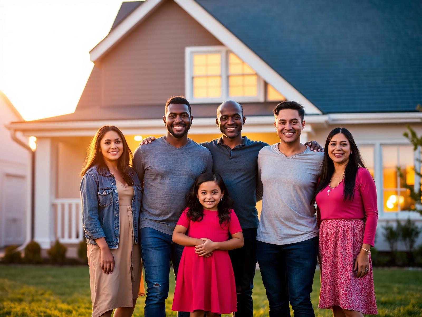 Family in front of their home, protected by Ferrer Insurance Group